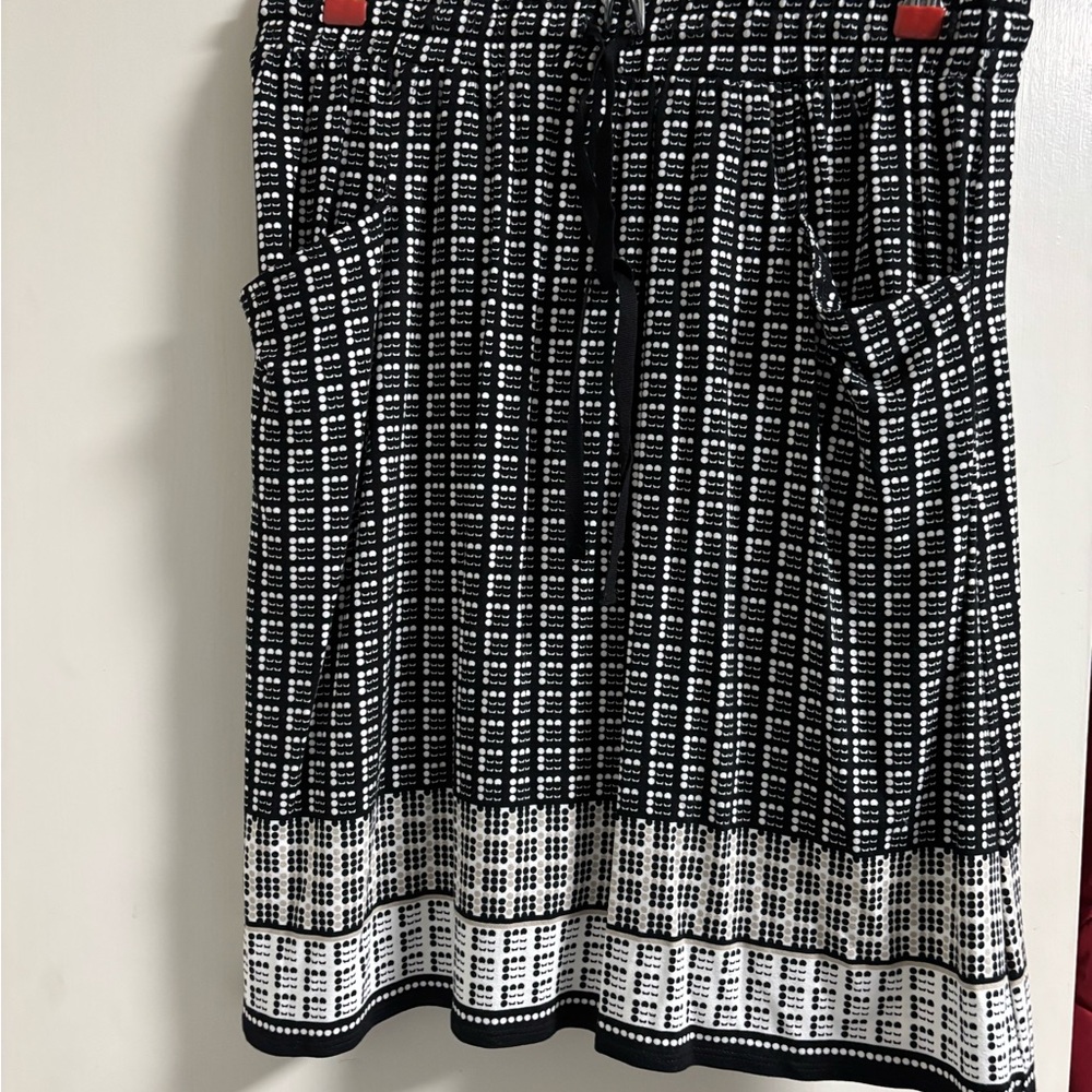 Max Studio Black and White Checkered A-Line Skirt